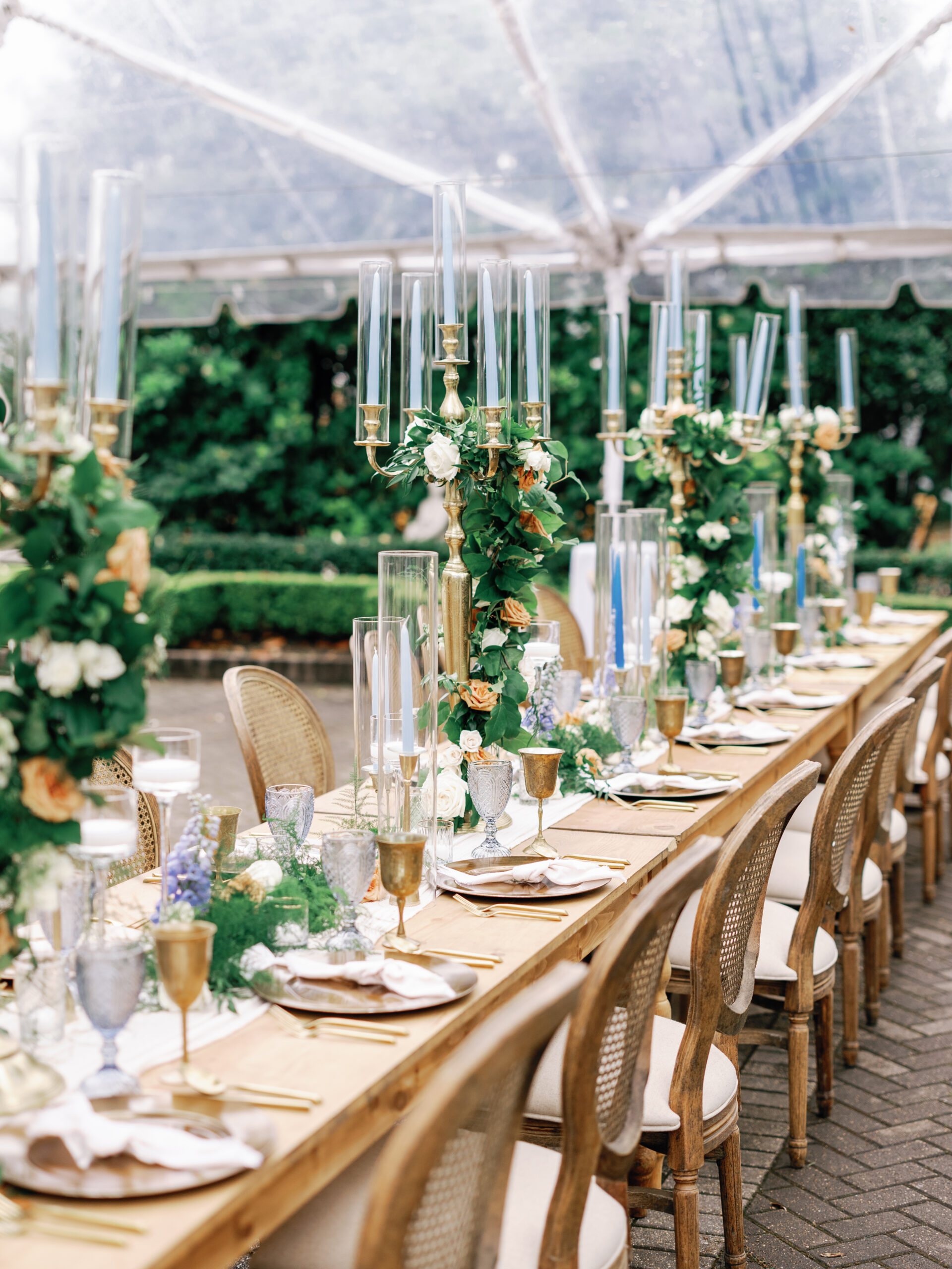 Elegant Wedding Table landscape with candles flowers and chic coordination